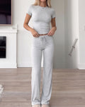 Short Sleeve Drawstring Lounge Set