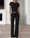 Short Sleeve Drawstring Lounge Set