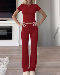 Short Sleeve Drawstring Lounge Set
