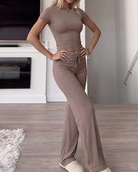 Short Sleeve Drawstring Lounge Set