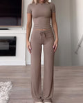 Short Sleeve Drawstring Lounge Set