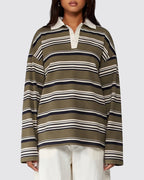 Vintage Striped Polo Sweatshirt