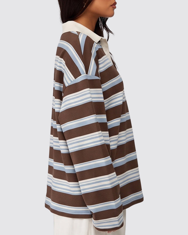 Vintage Striped Polo Sweatshirt