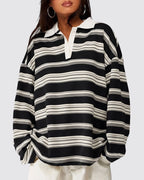 Vintage Striped Polo Sweatshirt