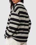 Vintage Striped Polo Sweatshirt