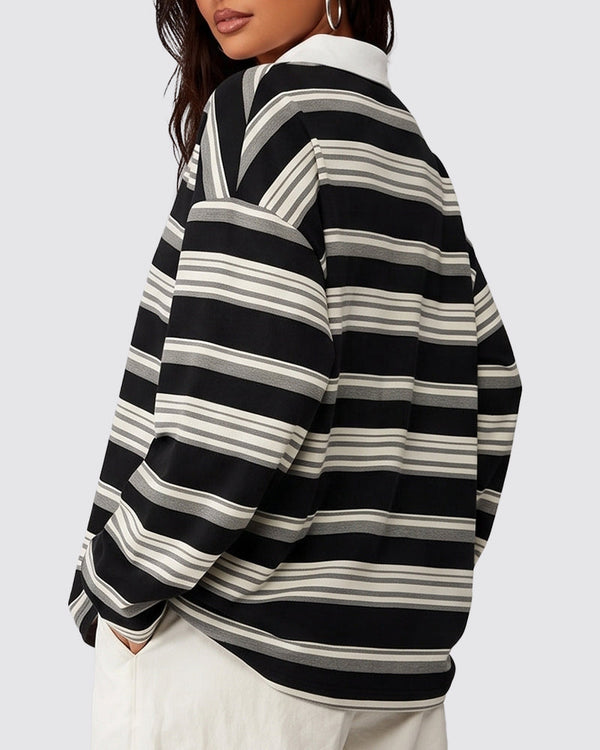 Vintage Striped Polo Sweatshirt