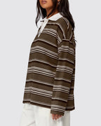 Vintage Striped Polo Sweatshirt