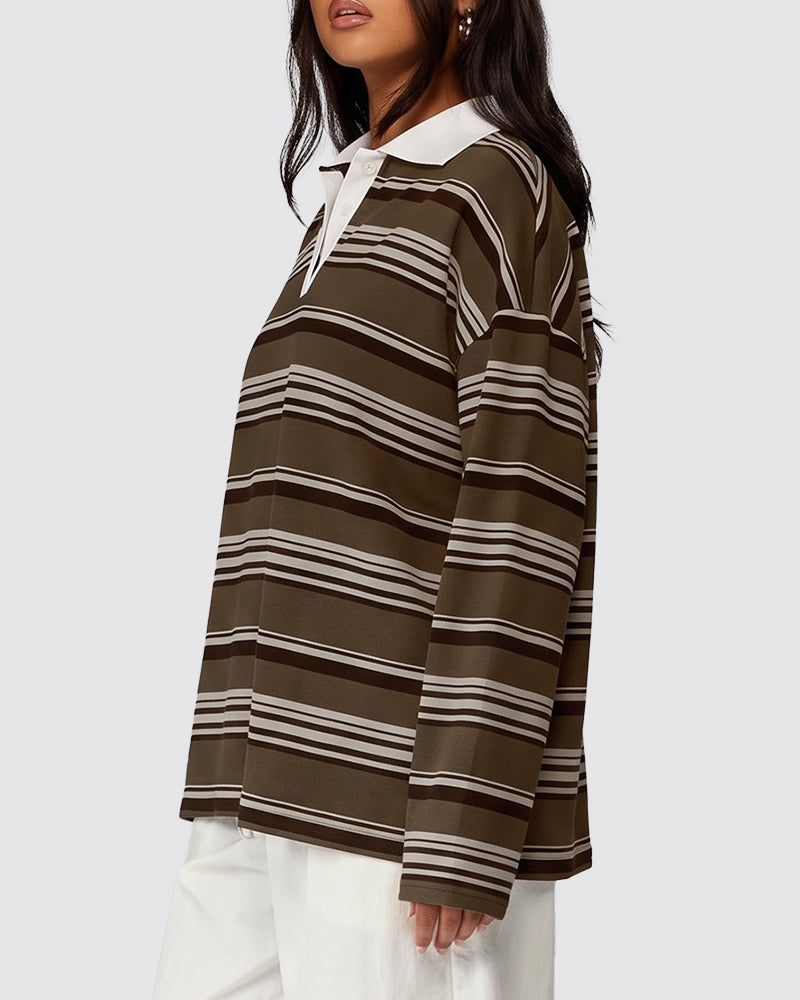 Vintage Striped Polo Sweatshirt