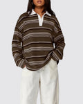 Vintage Striped Polo Sweatshirt