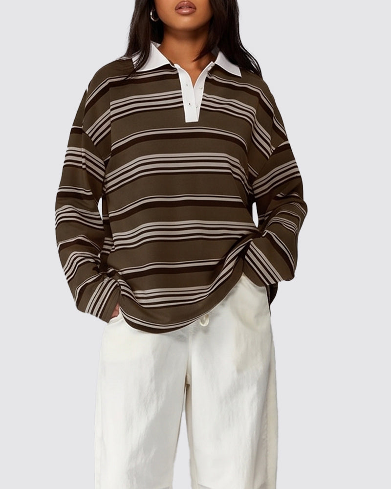 Vintage Striped Polo Sweatshirt