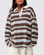 Vintage Striped Polo Sweatshirt
