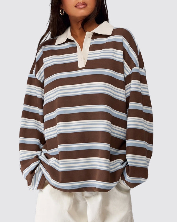 Vintage Striped Polo Sweatshirt