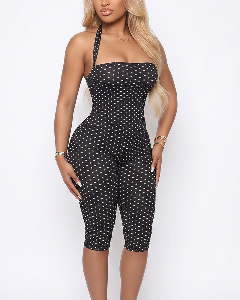 Retro Polka Dot Capri Jumpsuit