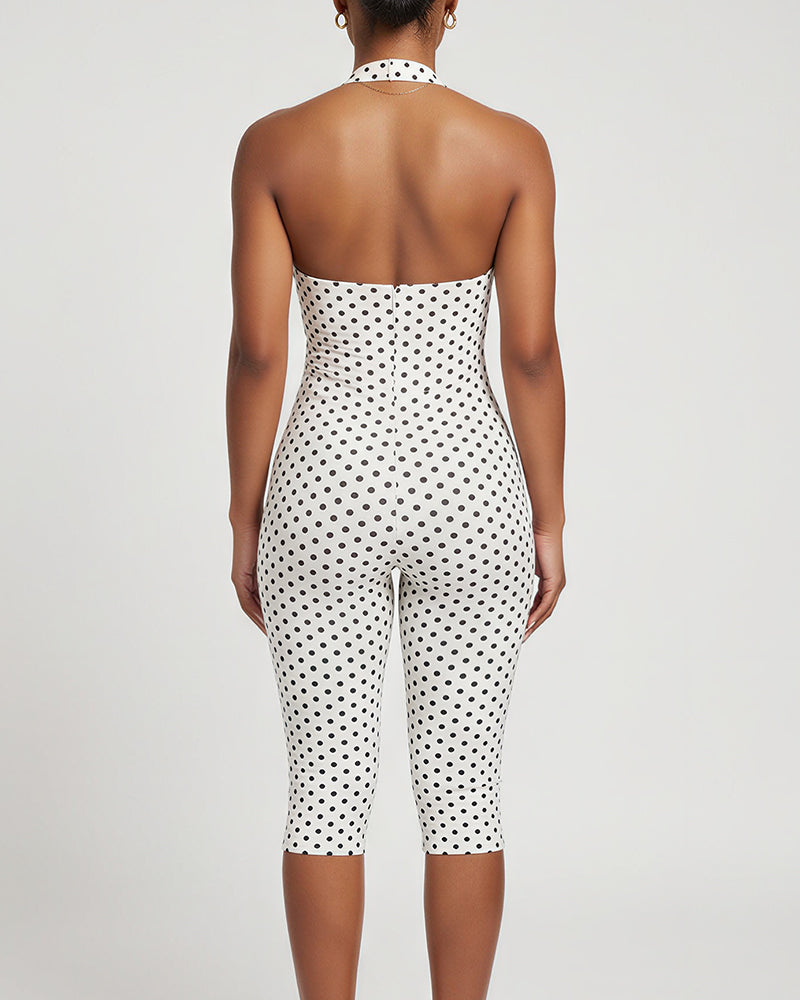 Retro Polka Dot Capri Jumpsuit