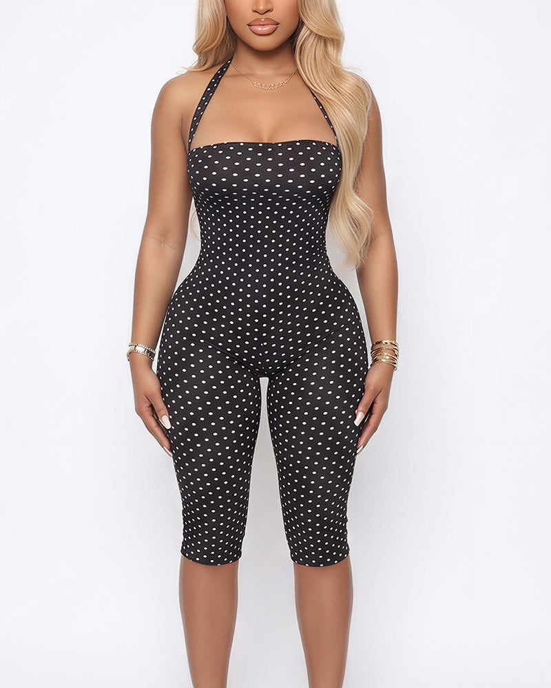 Retro Polka Dot Capri Jumpsuit