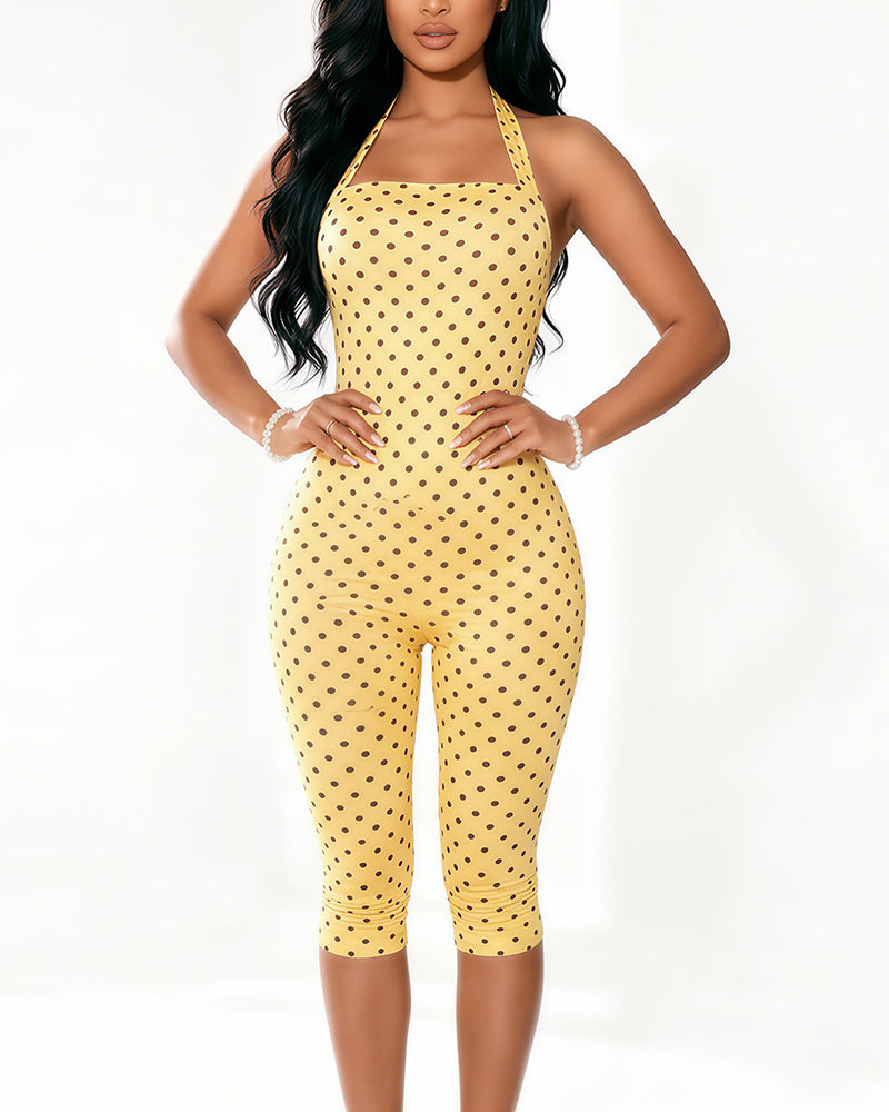 Retro Polka Dot Capri Jumpsuit