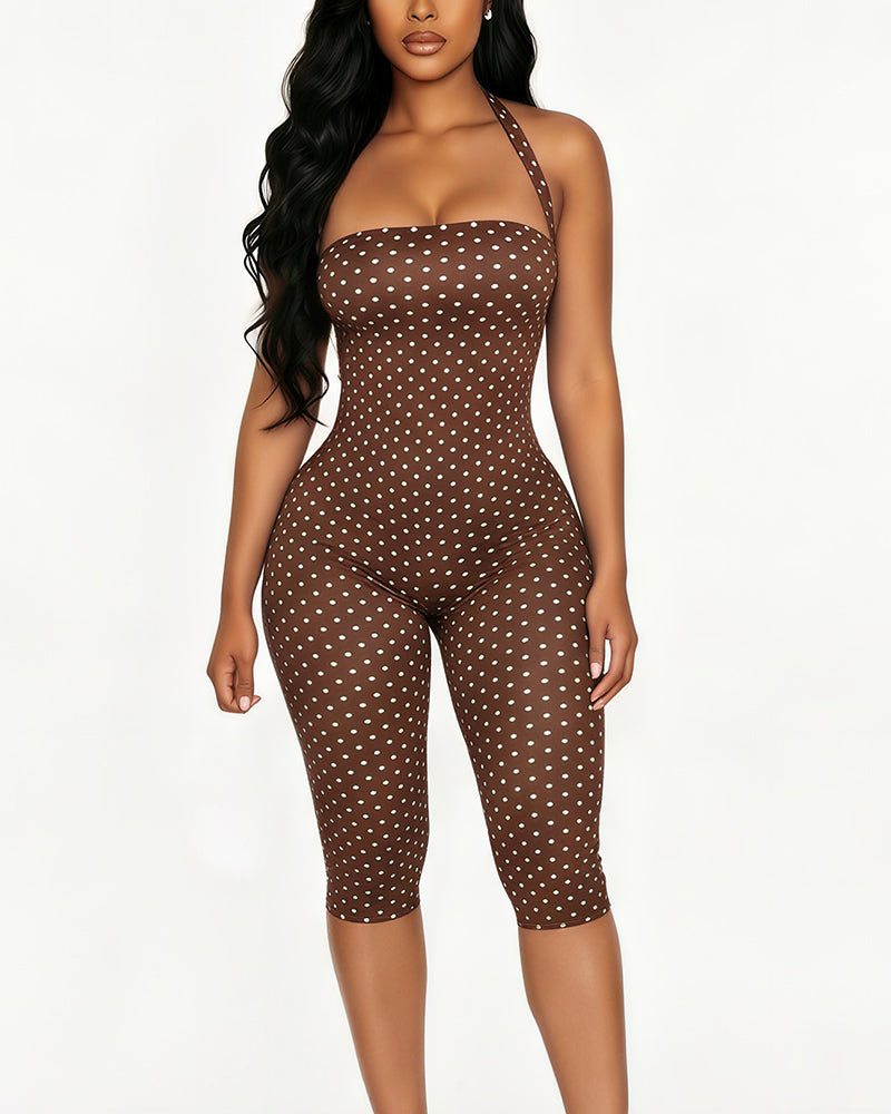 Retro Polka Dot Capri Jumpsuit
