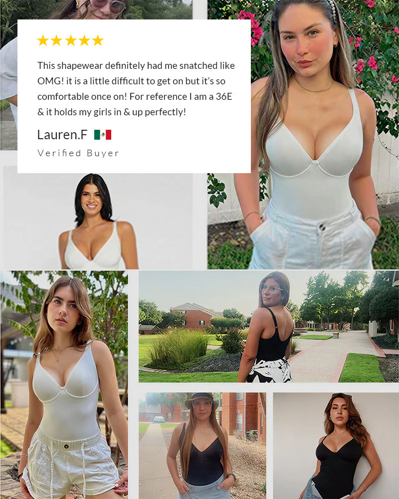 V Neck Bodysuit Tummy Control Shapewear