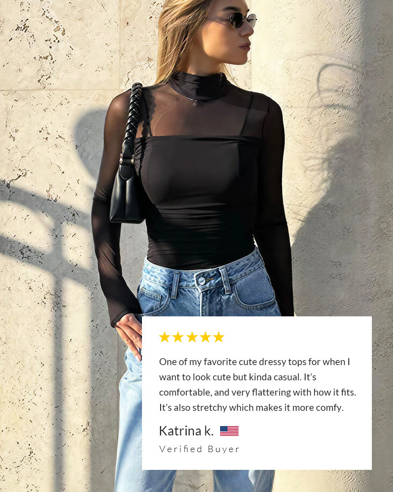 Body moldeador de manga larga con cuello de tortuga