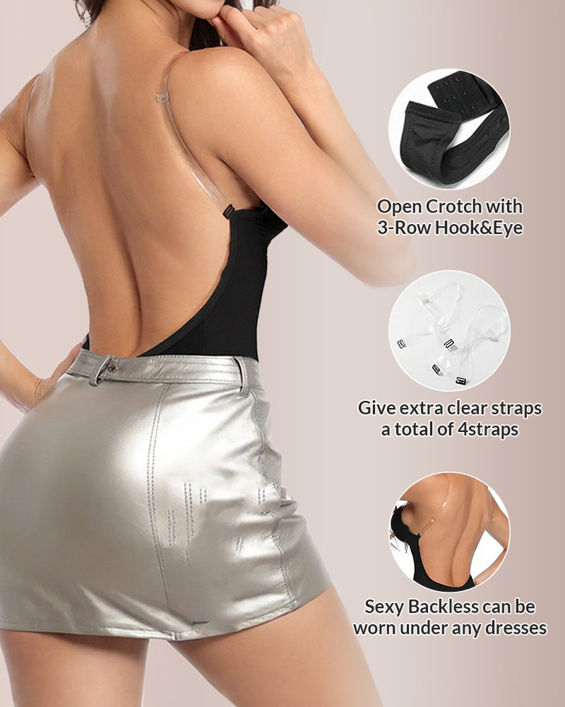 U-Plunge Backless Shapewear Bodysuit