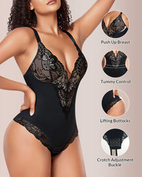 V-neck Lace Shapewear Bodysuit