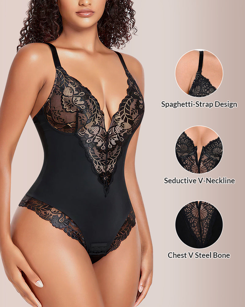 V-neck Lace Shapewear Bodysuit