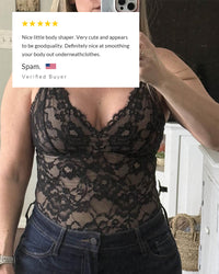 Deep V Floral Lace Bodysuit Lingerie