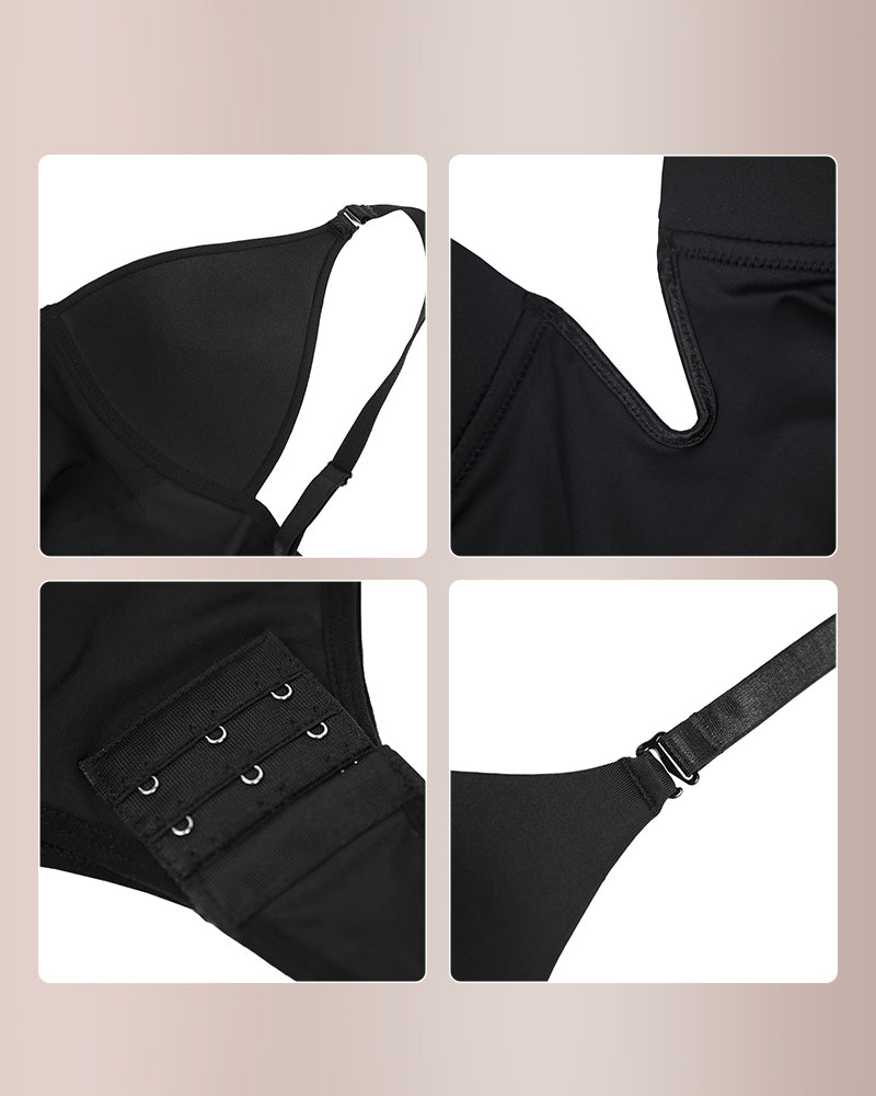 Deep-Plunge Backless Shapewear Bodysuit