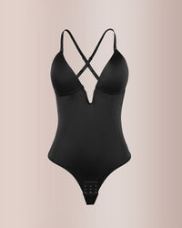 Deep-Plunge Backless Shapewear Bodysuit