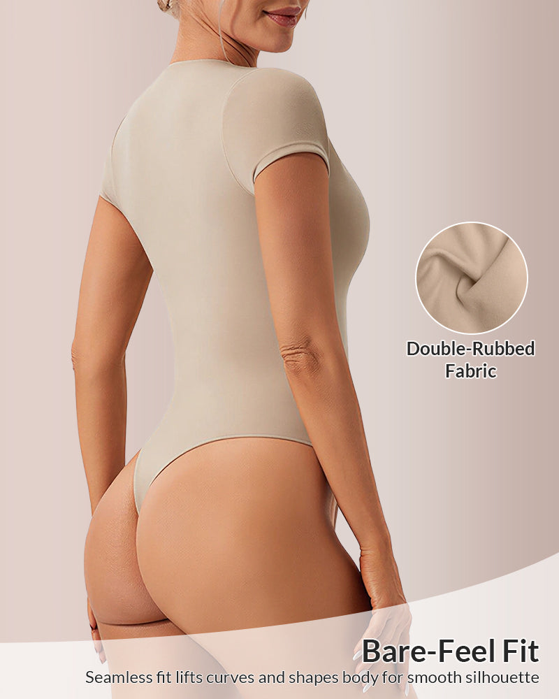 Seamless Deep-V Short Sleeve Bodysuit