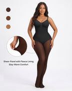 Fleece-Lined Sculpting Bodysuit Tights