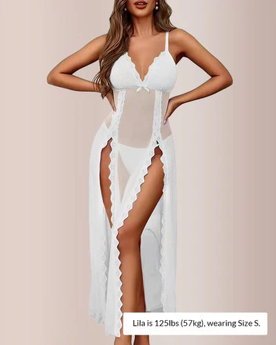 Camicia da notte sexy con spacchi laterali in rete 