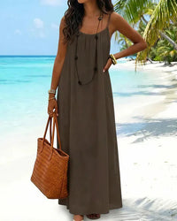 Solid Color Backless Cami Dress