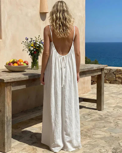 Vestido camisola sin espalda de color liso 