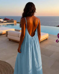 Solid Color Backless Cami Dress