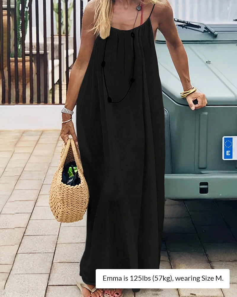 Solid Color Backless Cami Dress