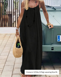 Solid Color Backless Cami Dress