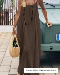 Solid Color Backless Cami Dress