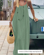 Solid Color Backless Cami Dress
