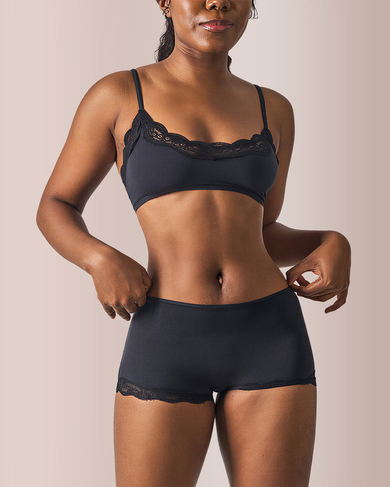 Lace Trim Wirefree Lightweight Underwear Set