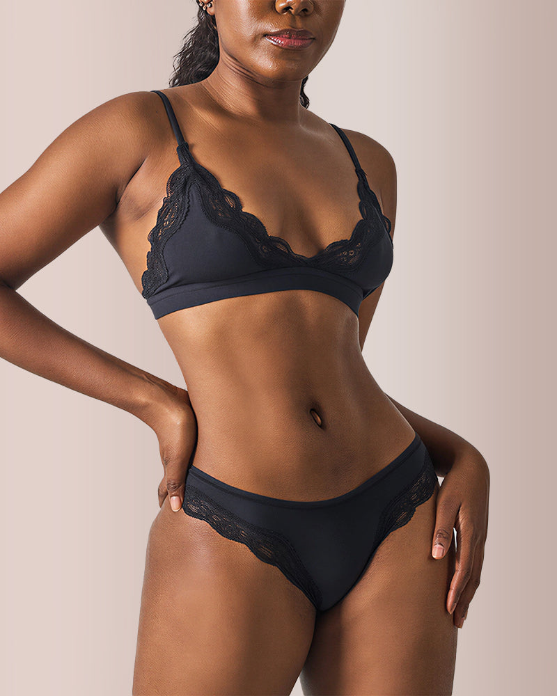 Lace Trim Lightweight Triangle Underwear Set