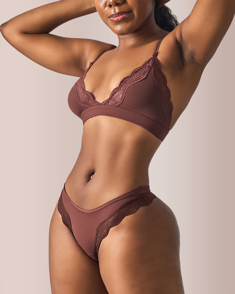 Lace Trim Lightweight Triangle Underwear Set