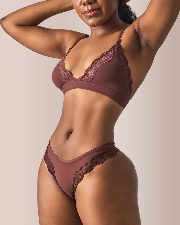 Lace Trim Lightweight Triangle Underwear Set