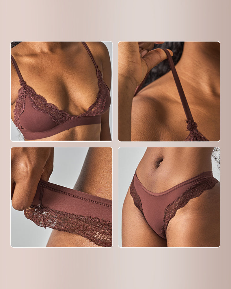 Lace Trim Lightweight Triangle Underwear Set