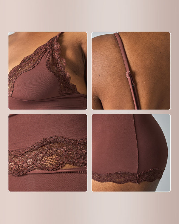 Conjunto de camisola y pantalón corto con ribete de encaje 