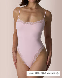 Lace Trim Spaghetti Strap Bodysuit