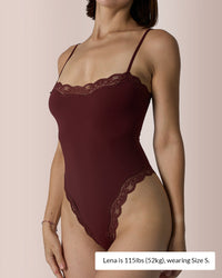Lace Trim Spaghetti Strap Bodysuit