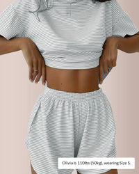 Striped Tee & Split Shorts PJ Set