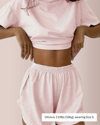 Striped Tee & Split Shorts PJ Set