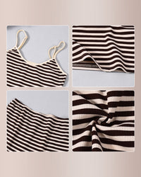 Conjunto de salón de camisola y pantalones cortos a rayas 